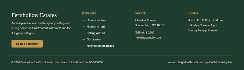 Preview of the Real estate agency footer template