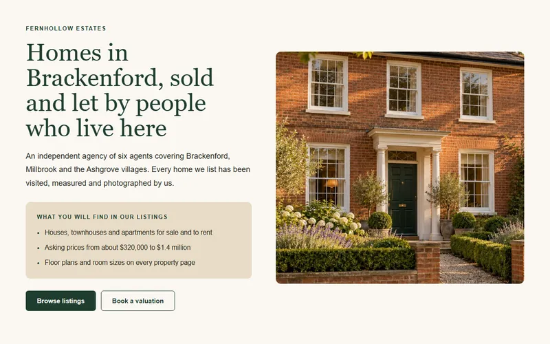 Preview of the Real estate agency home page template